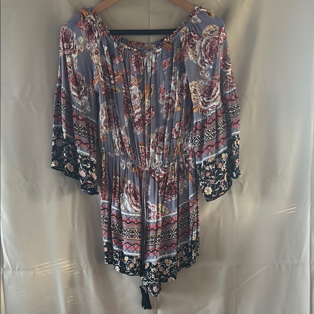 Angie Floral Bohemian Jumpsuit - Purple and Black